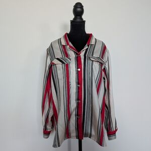 Bold Silky Vertical Stripe Button-up